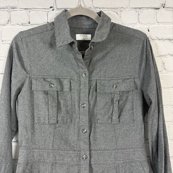 UNTUCKit Portia Cotton Utility Long Sleeve Shirtdress Dress Gray Womens Size 4 - Picture 5 of 15